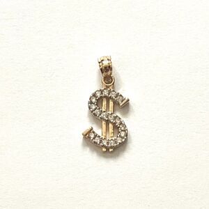 14k Solid Gold Pendant | Dollar sign charm | Birthday gift | Lucky Jewelry |